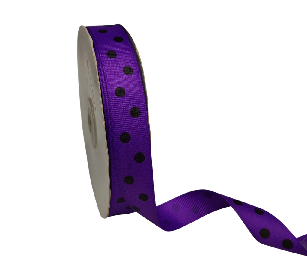 MEDIUM PURPLE WITH BLACK ARIA DOTS RIBBON (20MM | 45MTR)