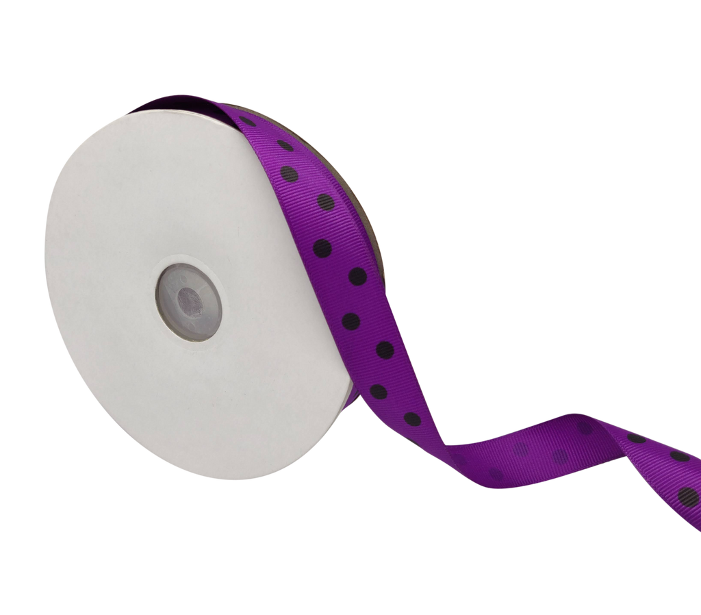 PURPLE WITH BLACK ARIA DOTS RIBBON (20MM | 45MTR)