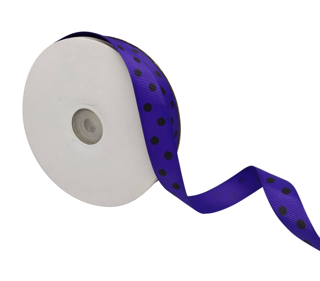 DEEP PURPLE WITH BLACK ARIA DOTS RIBBON (20MM | 45MTR)