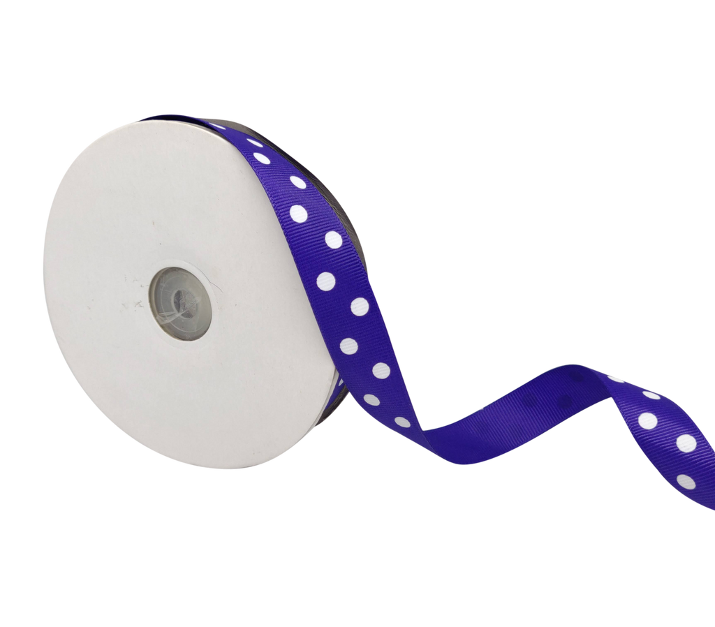 DEEP PURPLE WITH WHITE ARIA DOTS RIBBON (20MM | 45MTR)