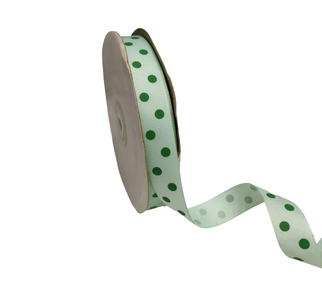 MINT GREEN WITH GREEN ARIA DOTS RIBBON (20MM | 45MTR)