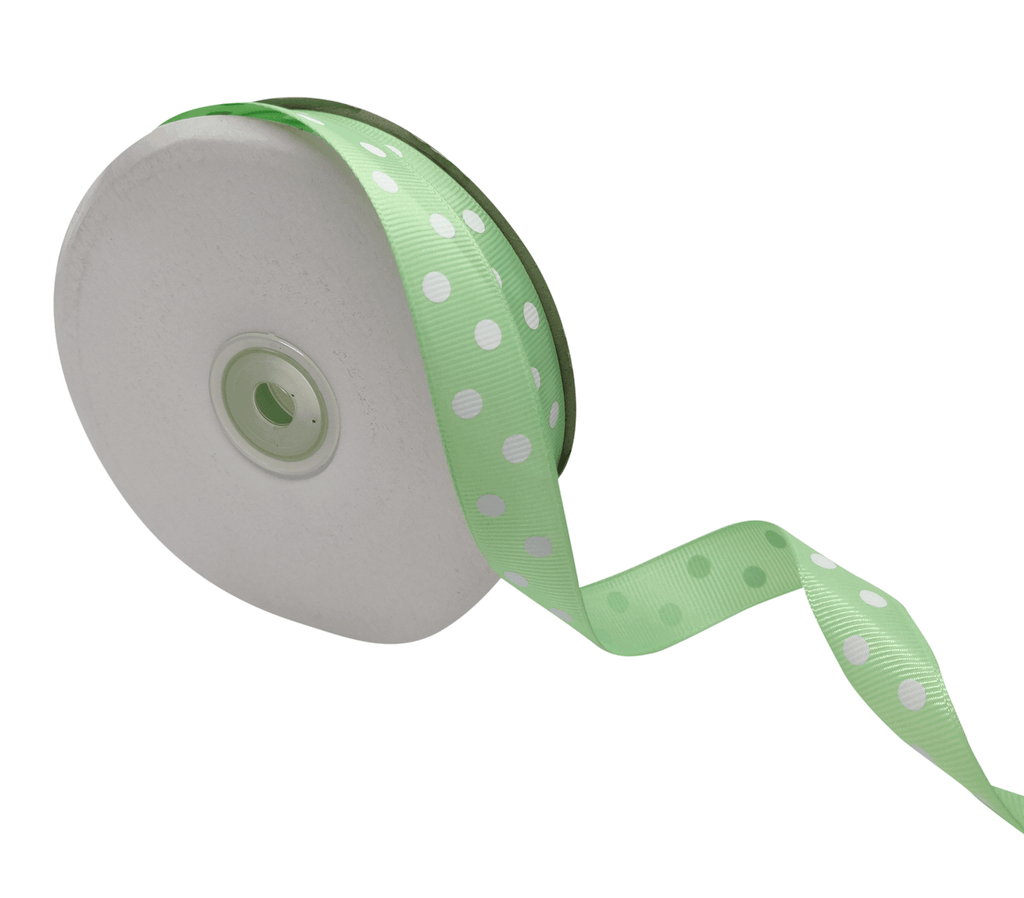 MINT GREEN WITH WHITE ARIA DOTS RIBBON (20MM | 45MTR)