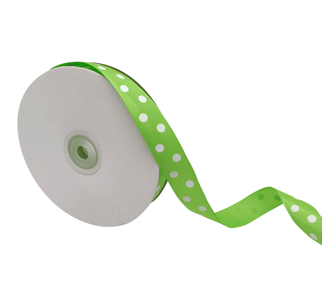 SPRING GREEN WITH WHITE ARIA DOTS RIBBON (20MM | 45MTR)