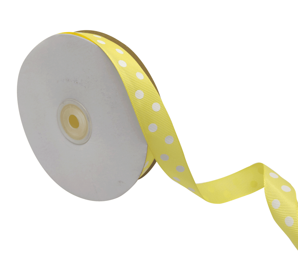 LEMON YELLOW WITH WHITE ARIA DOTS RIBBON (20MM | 45MTR)