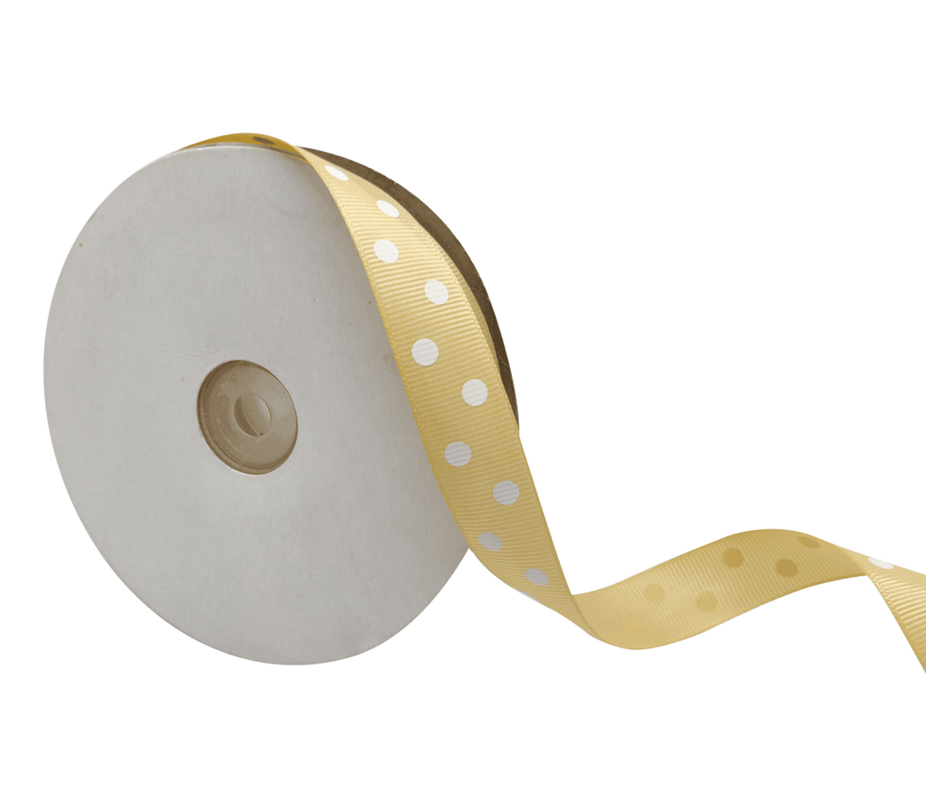 BEIGE WITH WHITE ARIA DOTS RIBBON (20MM | 45MTR)
