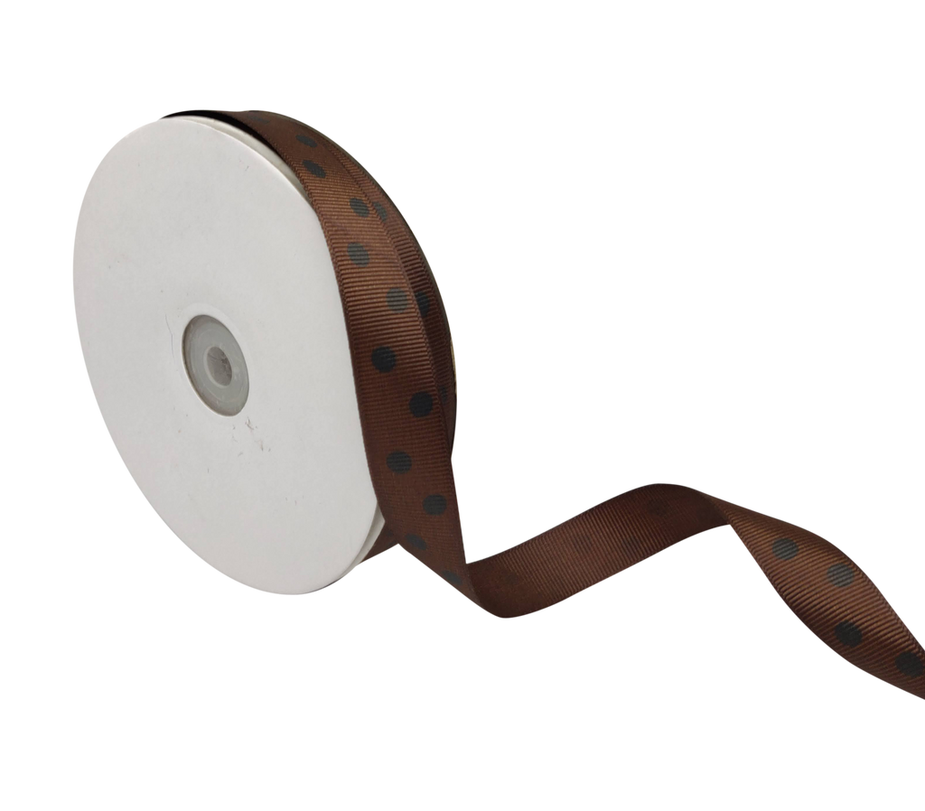 COFFEE BROWN WITH BLACK ARIA DOTS RIBBON (20MM | 45MTR)