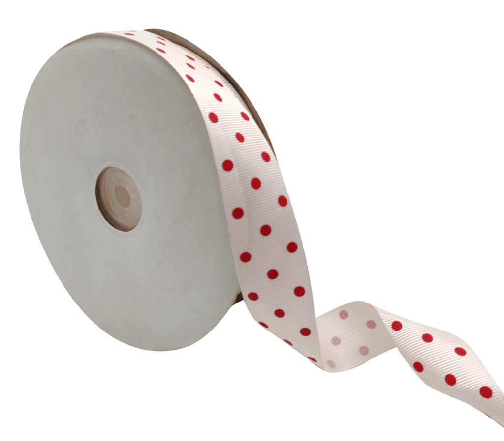 BARELY PINK WITH RED ARIA DOTS RIBBON (25MM | 45MTR)