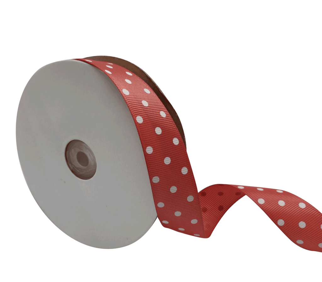 DUSTY ROSE WITH WHITE ARIA DOTS RIBBON (25MM | 45MTR)