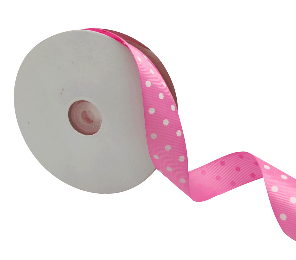 LIGHT PINK WITH WHITE ARIA DOTS RIBBON (25MM | 45MTR)