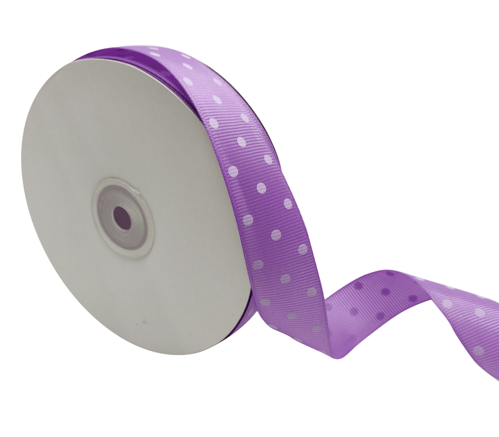 LAVENDER WITH WHITE ARIA DOTS RIBBON (25MM | 45MTR)