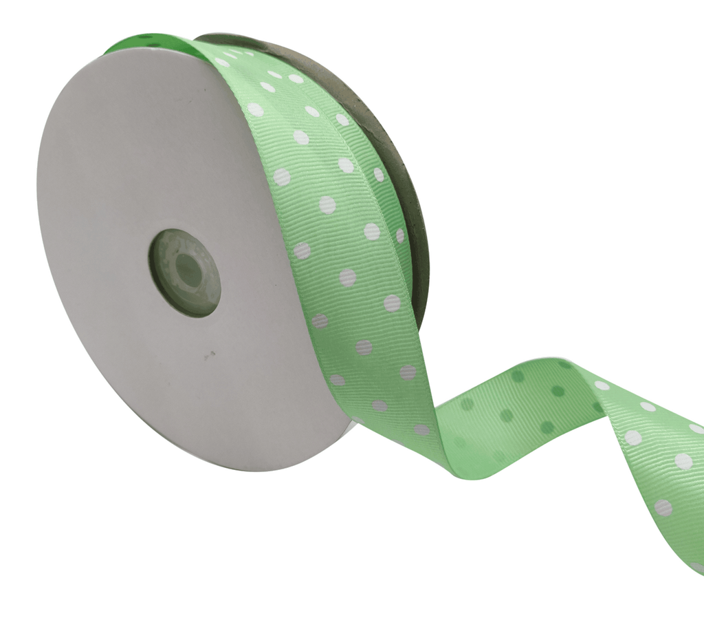 MINT GREEN WITH WHITE ARIA DOTS RIBBON (25MM | 45MTR)