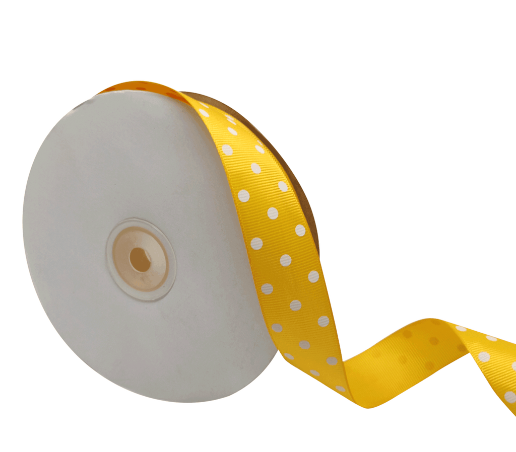 MARIGOLD WITH WHITE ARIA DOTS RIBBON (25MM | 45MTR)