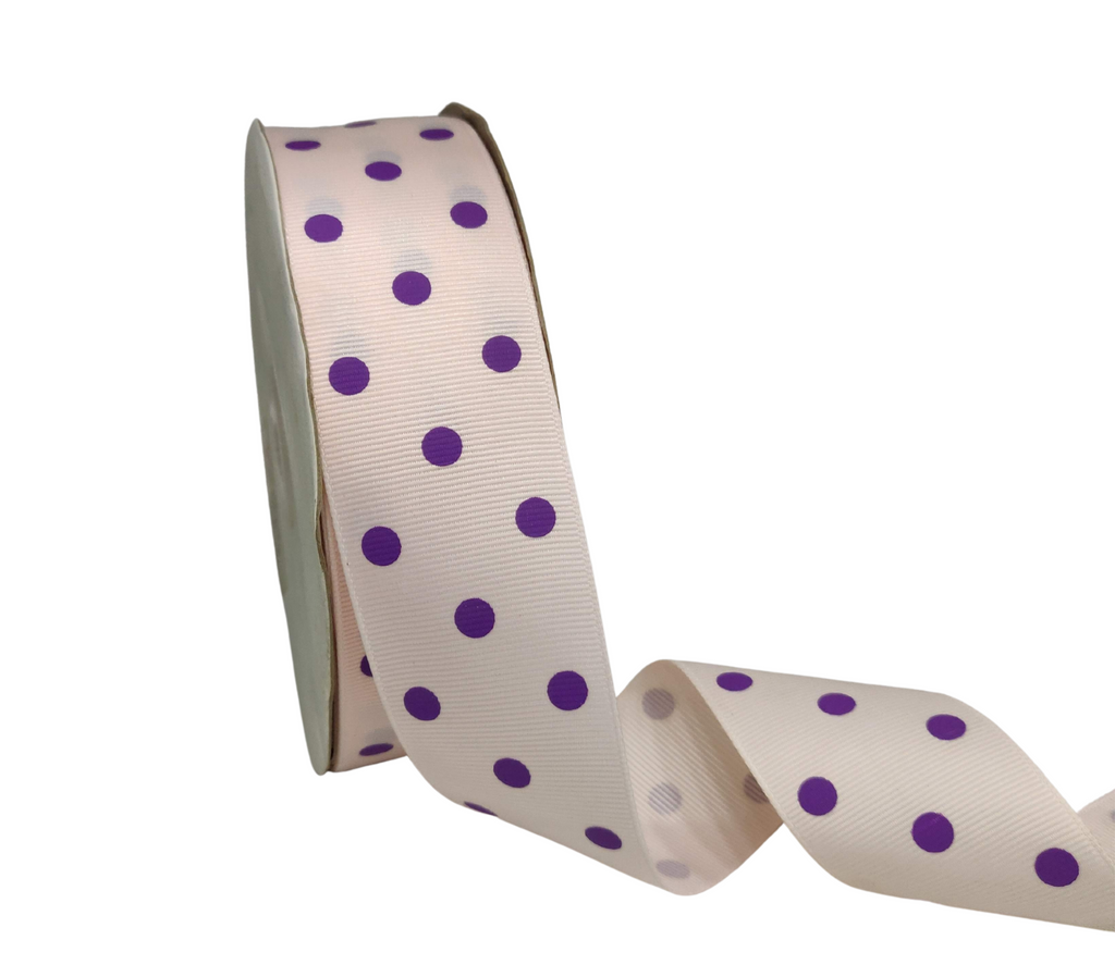 BARELY PINK WITH PURPLE ARIA DOTS RIBBON (38MM | 45MTR)