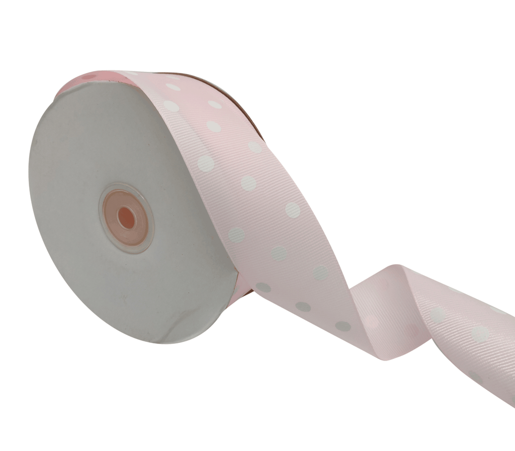 PALE PINK WITH WHITE ARIA DOTS RIBBON (38MM | 45MTR)