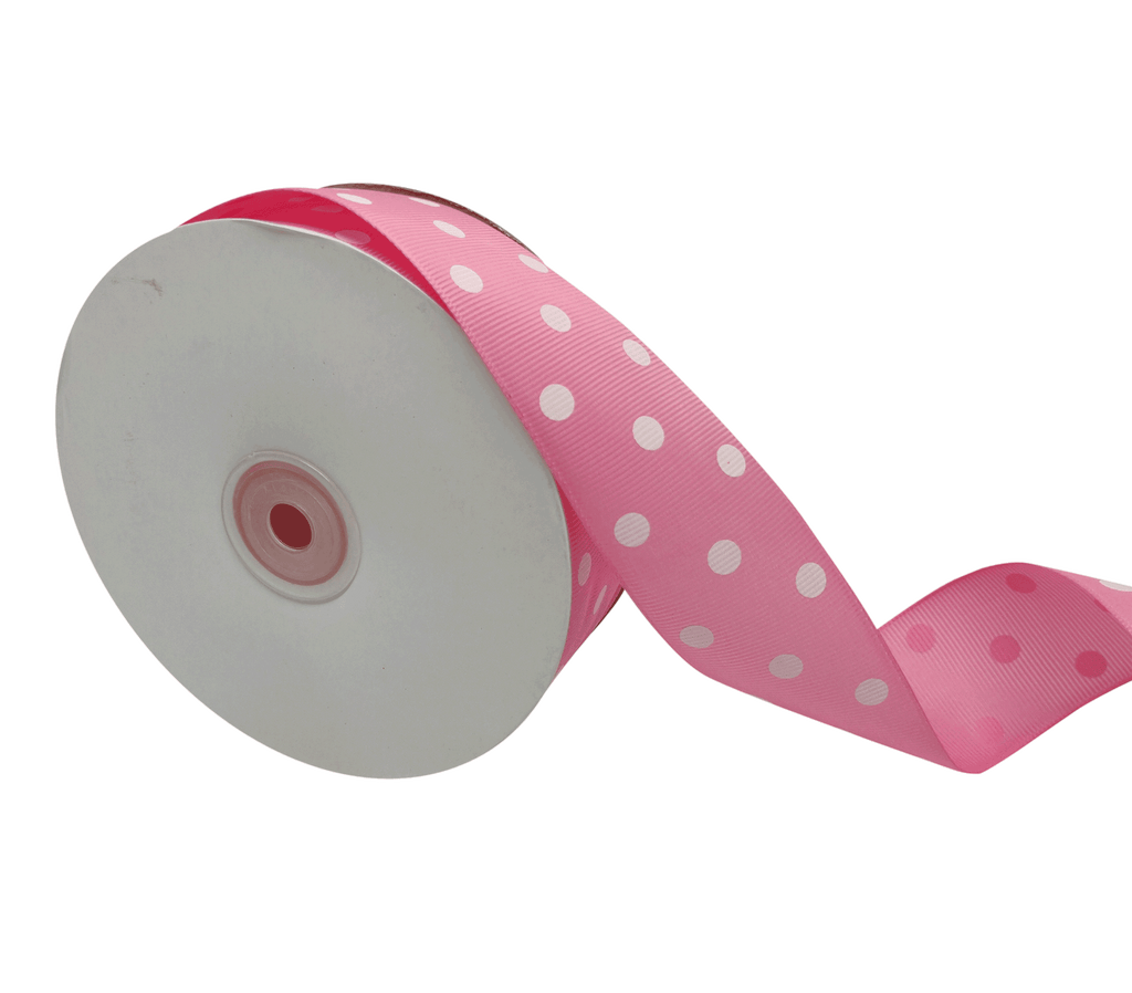 LIGHT PINK WITH WHITE ARIA DOTS RIBBON (38MM | 45MTR)