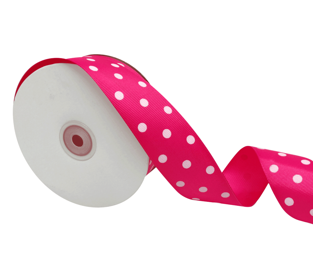 HOT PINK WITH WHITE ARIA DOTS RIBBON (38MM | 45MTR)