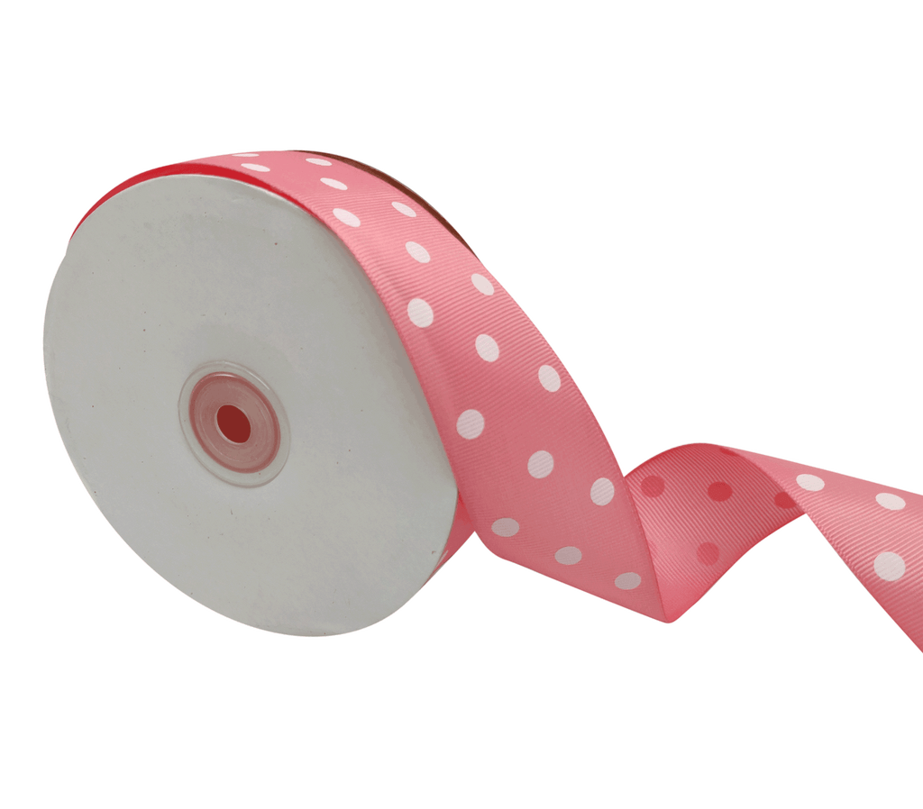 ROSE PINK WITH WHITE ARIA DOTS RIBBON (38MM | 45MTR)