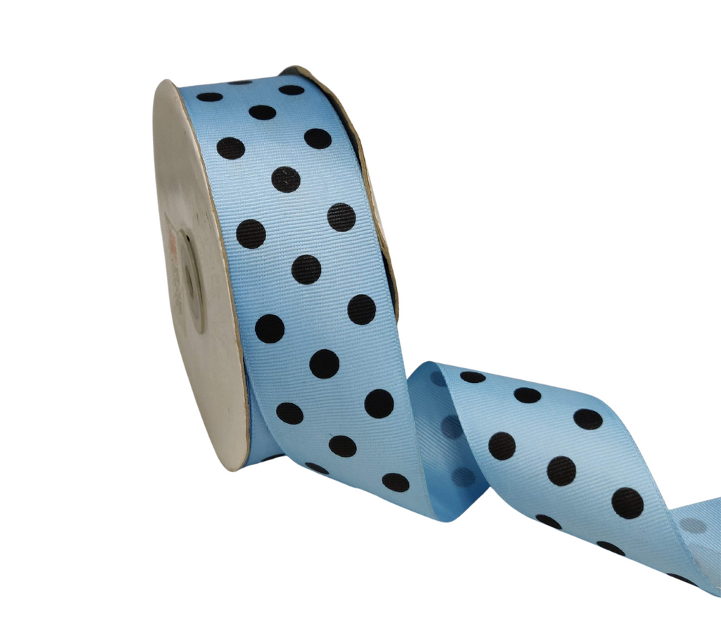 BABY BLUE WITH BLACK ARIA DOTS RIBBON (38MM | 45MTR)