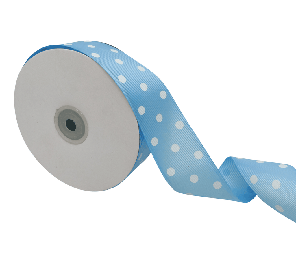 BABY BLUE WITH WHITE ARIA DOTS RIBBON (38MM | 45MTR)