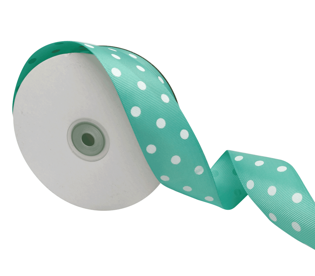 AQUA WITH WHITE ARIA DOTS RIBBON (38MM | 45MTR)