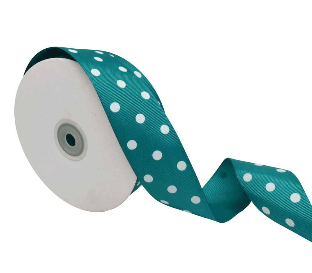 TEAL WITH WHITE ARIA DOTS RIBBON (38MM | 45MTR)