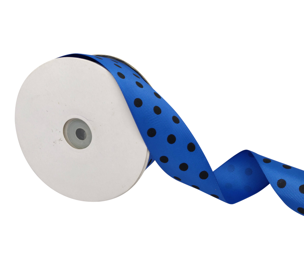 POWDER BLUE WITH BLACK ARIA DOTS RIBBON (38MM | 45MTR)