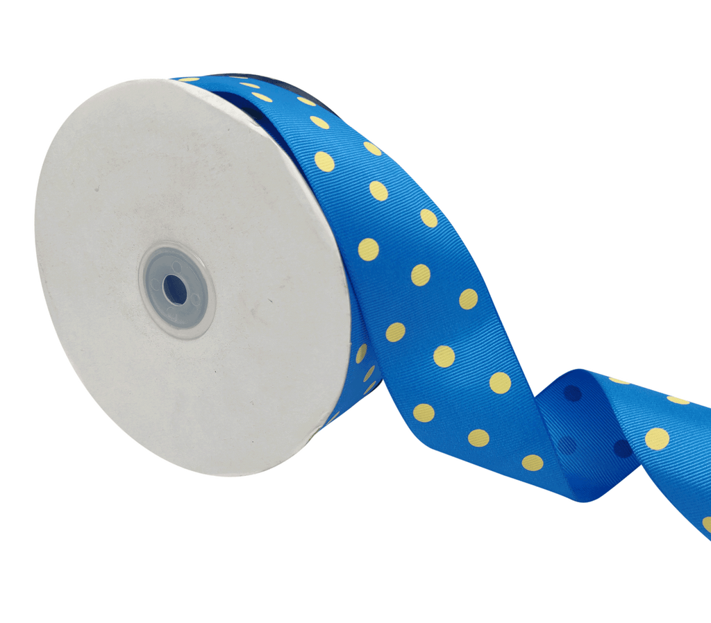 POWDER BLUE WITH YELLOW ARIA DOTS RIBBON (38MM | 45MTR)