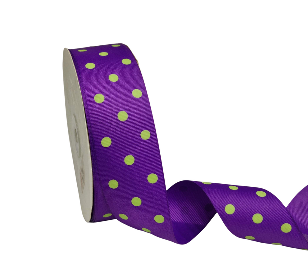 MEDIUM PURPLE WITH GREEN ARIA DOTS RIBBON (38MM | 45MTR)