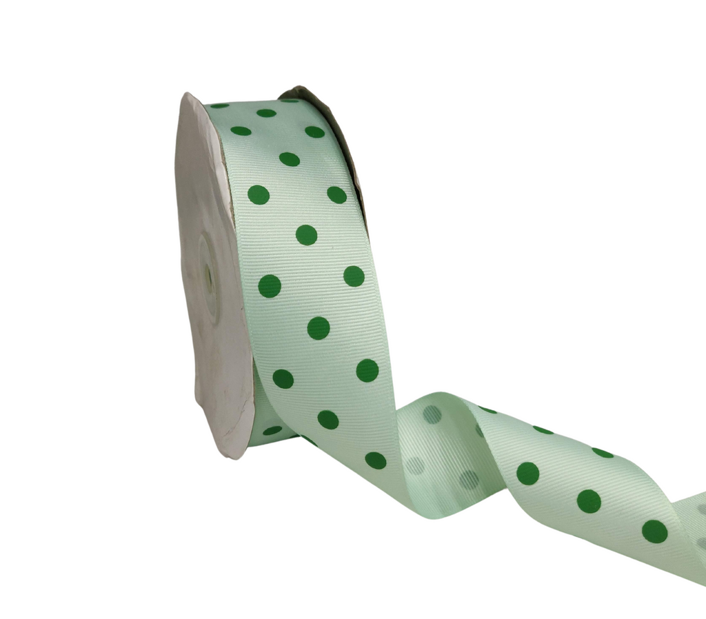 MINT GREEN WITH GREEN ARIA DOTS RIBBON (38MM | 45MTR)