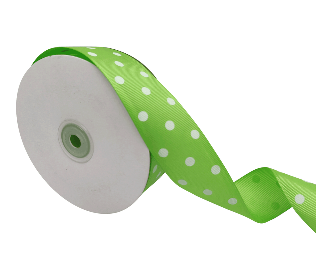 SPRING GREEN WITH WHITE ARIA DOTS RIBBON (38MM | 45MTR)