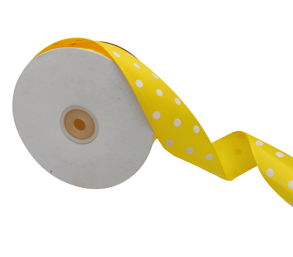 YELLOW WITH WHITE ARIA DOTS RIBBON (38MM | 45MTR)