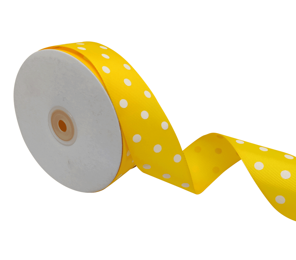 YELLOW WITH WHITE ARIA DOTS RIBBON (38MM | 45MTR)