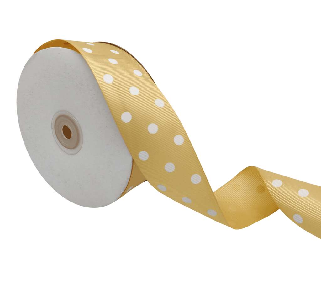 BEIGE WITH WHITE ARIA DOTS RIBBON (38MM | 45MTR)