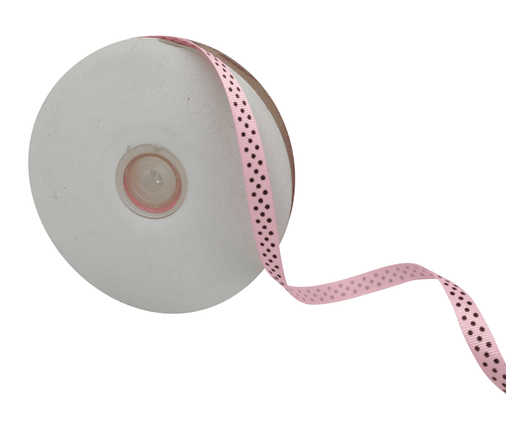 PALE PINK WITH BLACK LUMINA DOTS RIBBON (10MM | 45MTR)