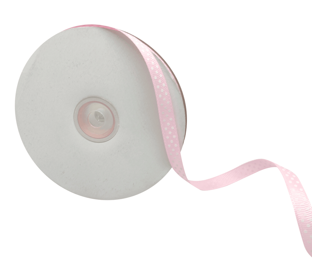 PALE PINK WITH WHITE LUMINA DOTS RIBBON (10MM | 45MTR)