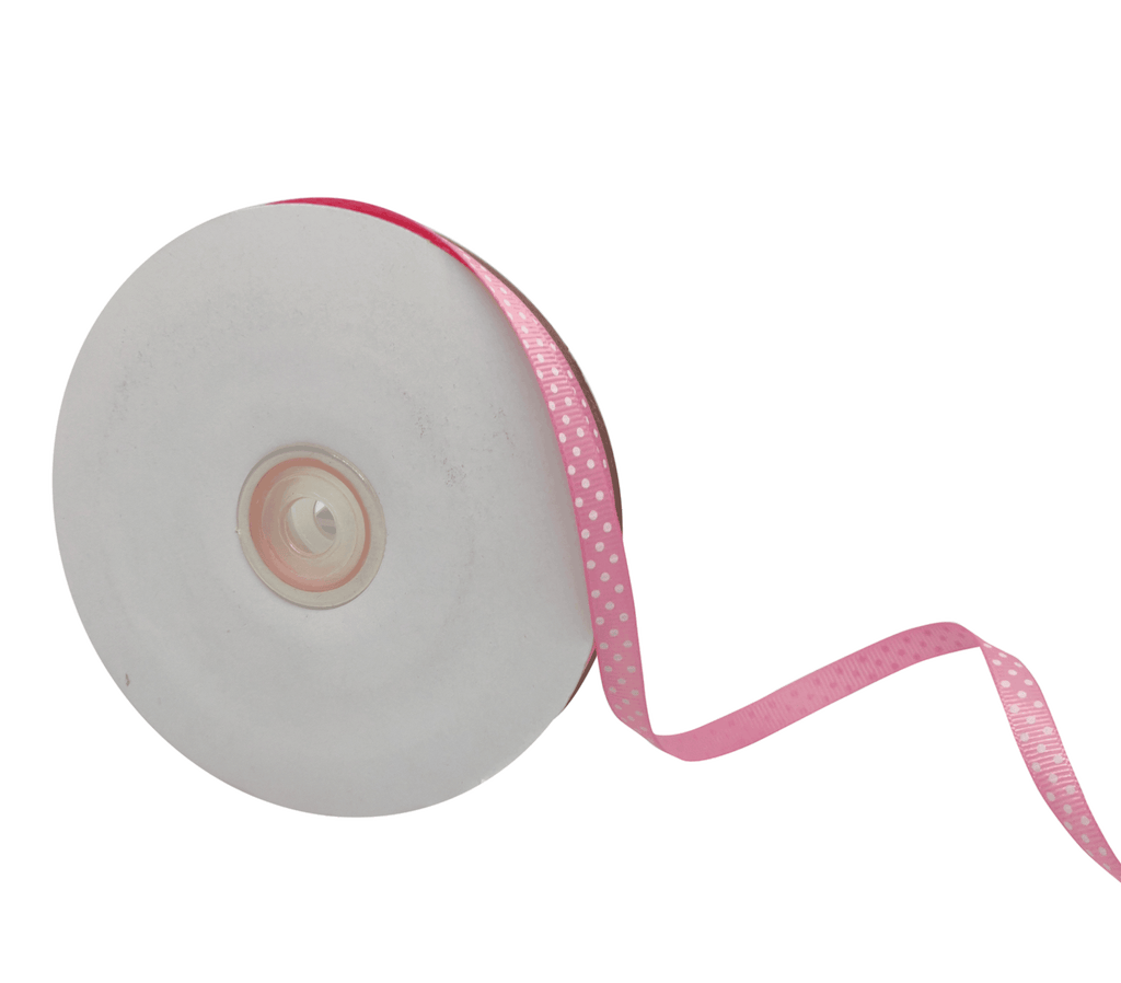 BABY PINK WITH WHITE LUMINA DOTS RIBBON (10MM | 45MTR)