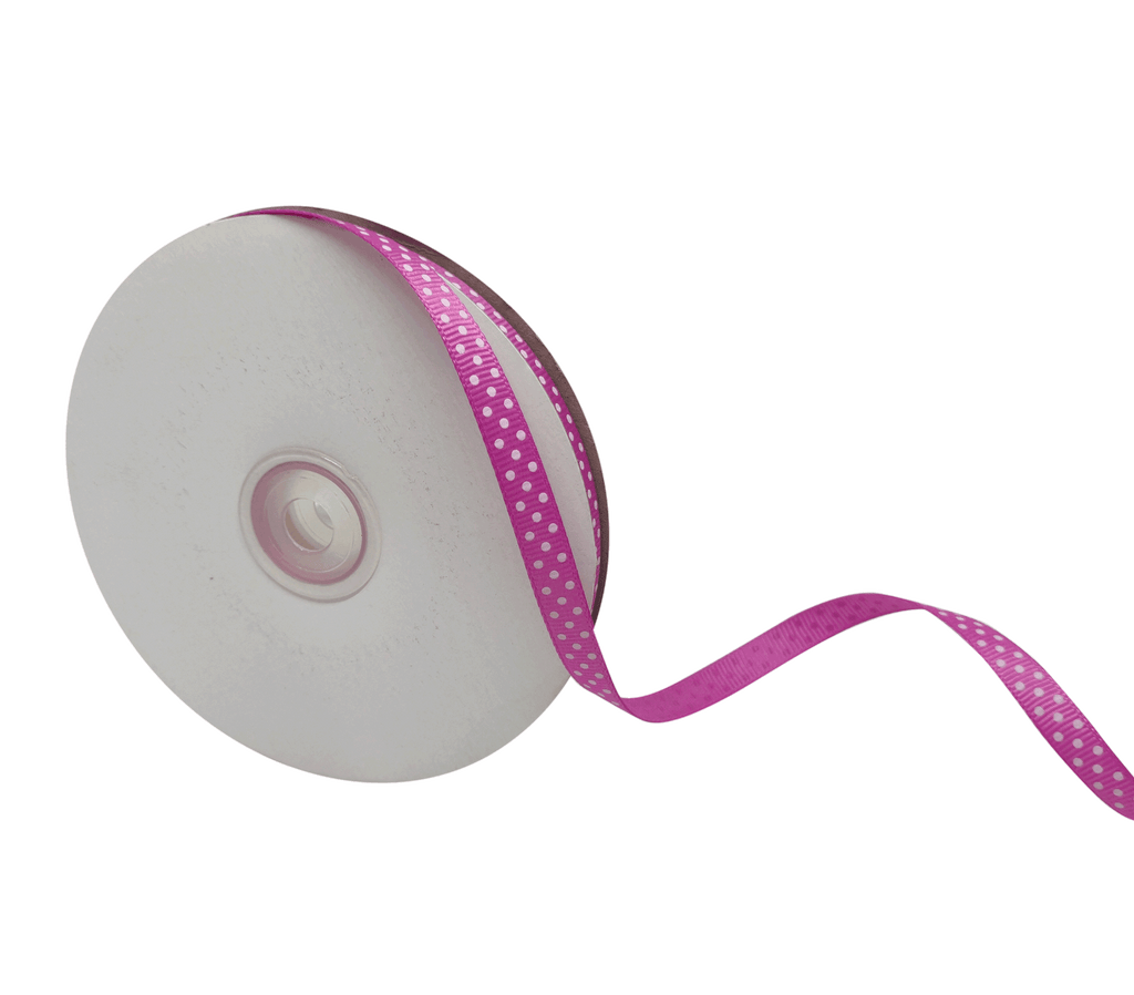 ORCHID PINK WITH WHITE LUMINA DOTS RIBBON (10MM | 45MTR)