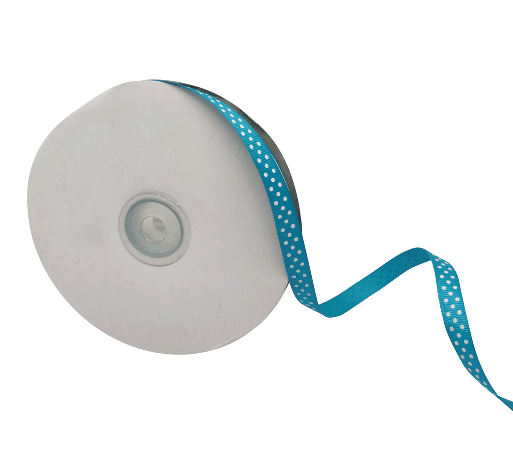 SKY BLUE WITH WHITE LUMINA DOTS RIBBON (10MM | 45MTR)