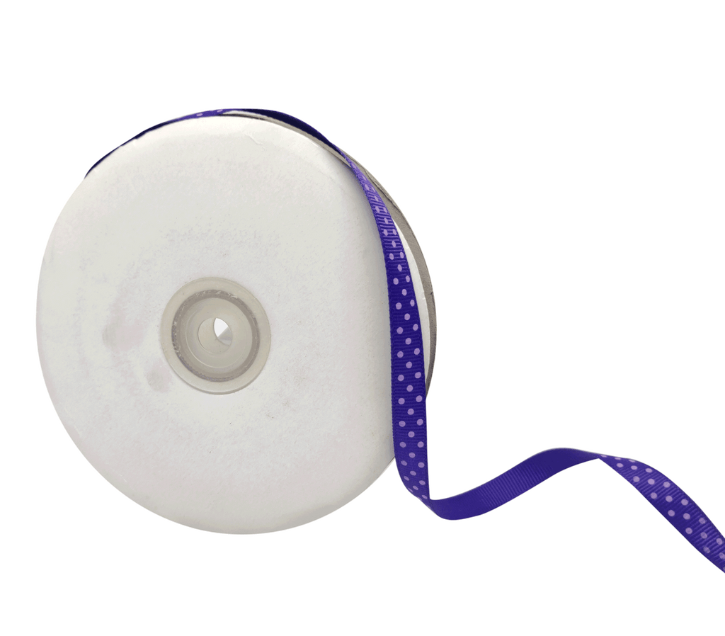 ROYAL. BLUE WITH LAVENDER LUMINA DOTS RIBBON (10MM | 45MTR)