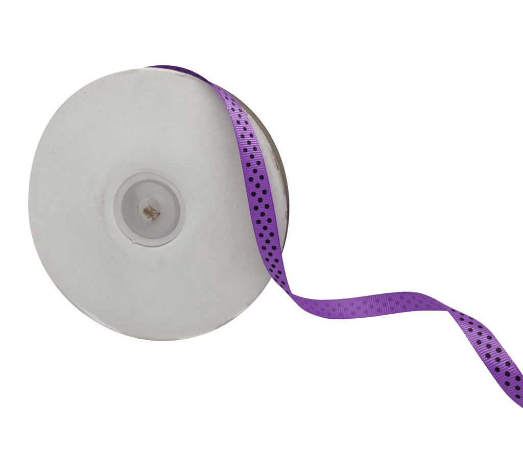 LIGHT PURPLE WITH BLACK LUMINA DOTS RIBBON (10MM | 45MTR)