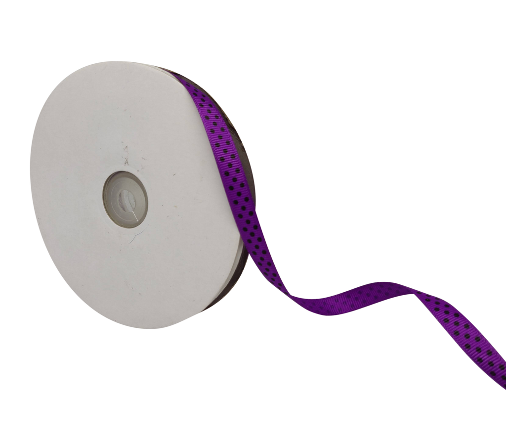 PURPLE WITH BLACK LUMINA DOTS RIBBON (10MM | 45MTR)