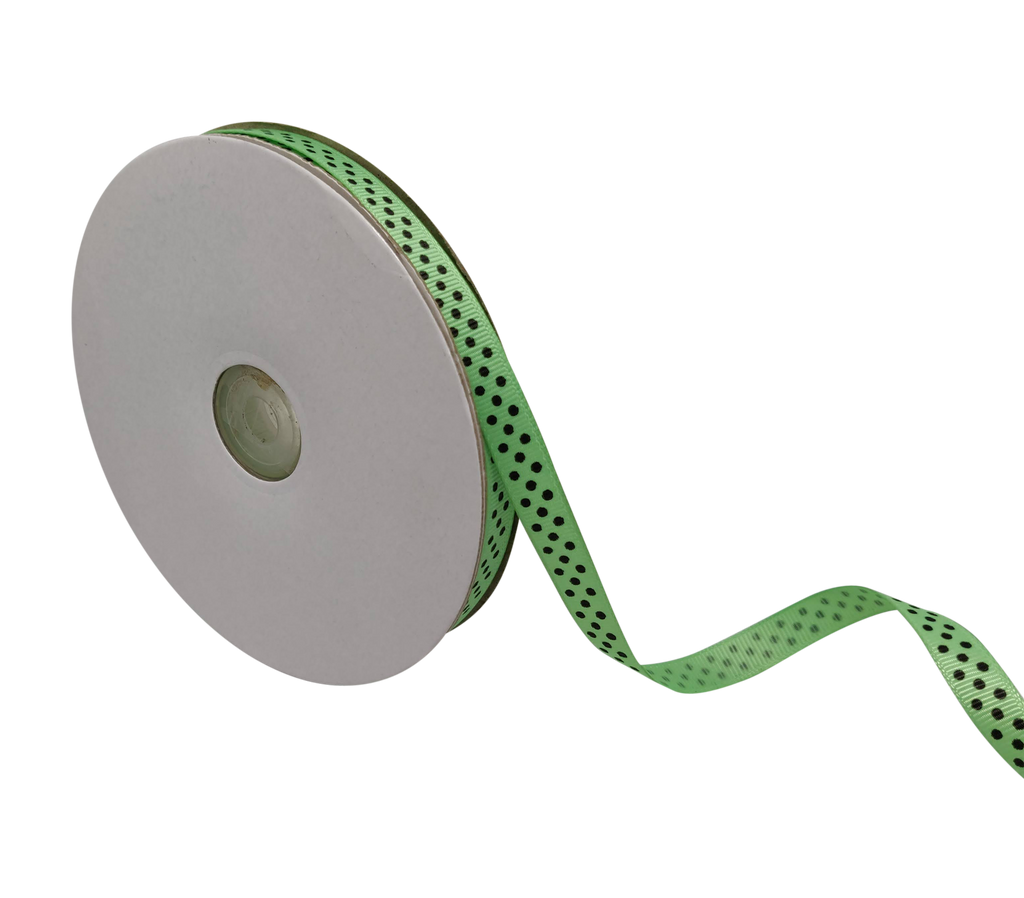 MINT GREEN WITH BLACK LUMINA DOTS RIBBON (10MM | 45MTR)