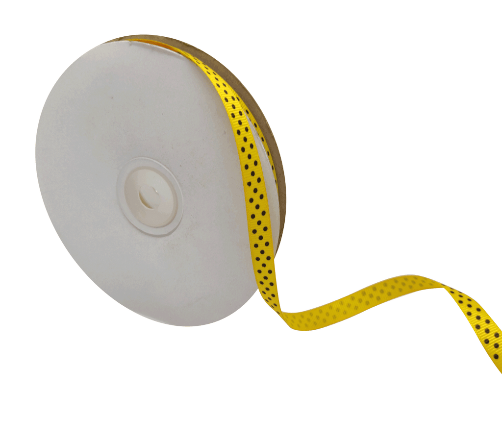 YELLOW WITH BLACK LUMINA DOTS RIBBON (10MM | 45MTR)