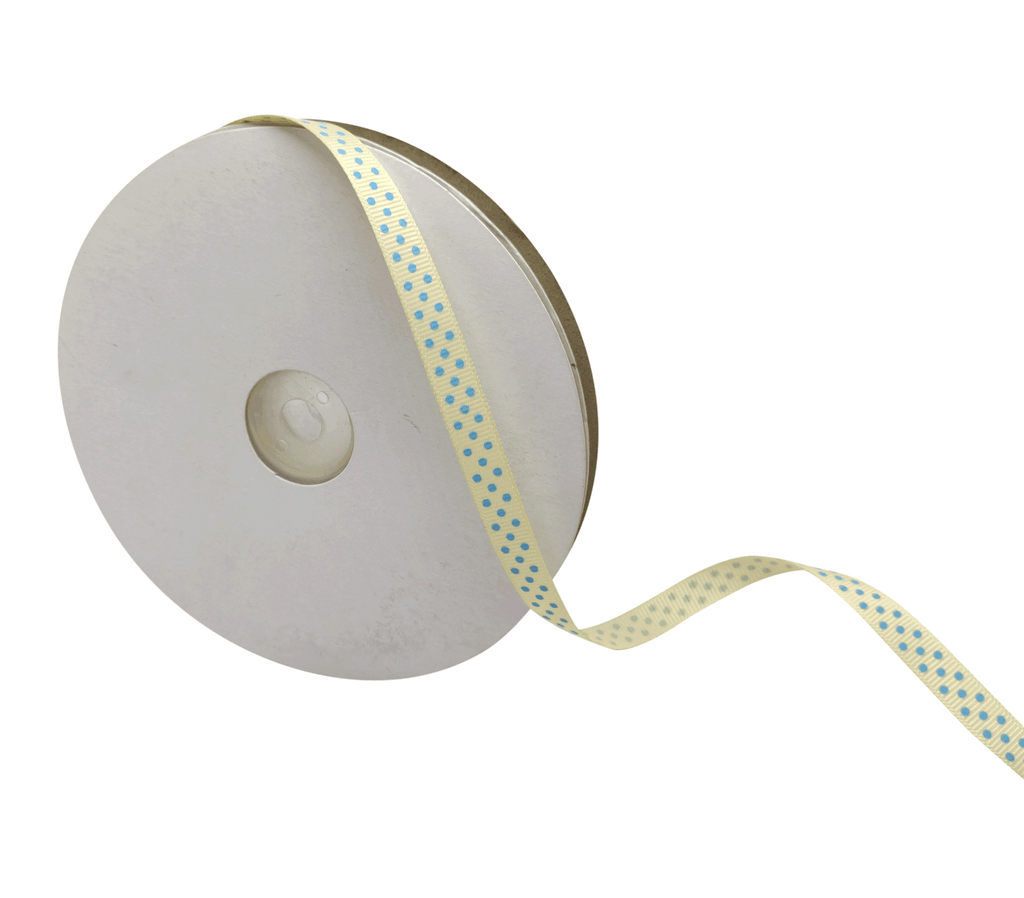 CREAM WITH BLUE LUMINA DOTS RIBBON (10MM | 45MTR)