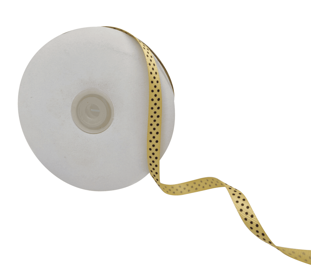 BEIGE WITH BLACK LUMINA DOTS RIBBON (10MM | 45MTR)