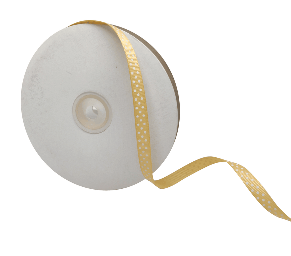 BEIGE WITH WHITE LUMINA DOTS RIBBON (10MM | 45MTR)