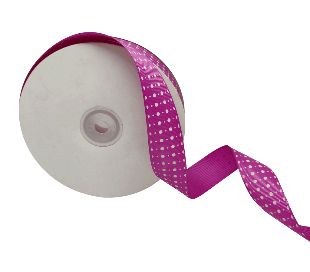 ORCHID PINK WITH WHITE DOTS RIBBON (25 MM)