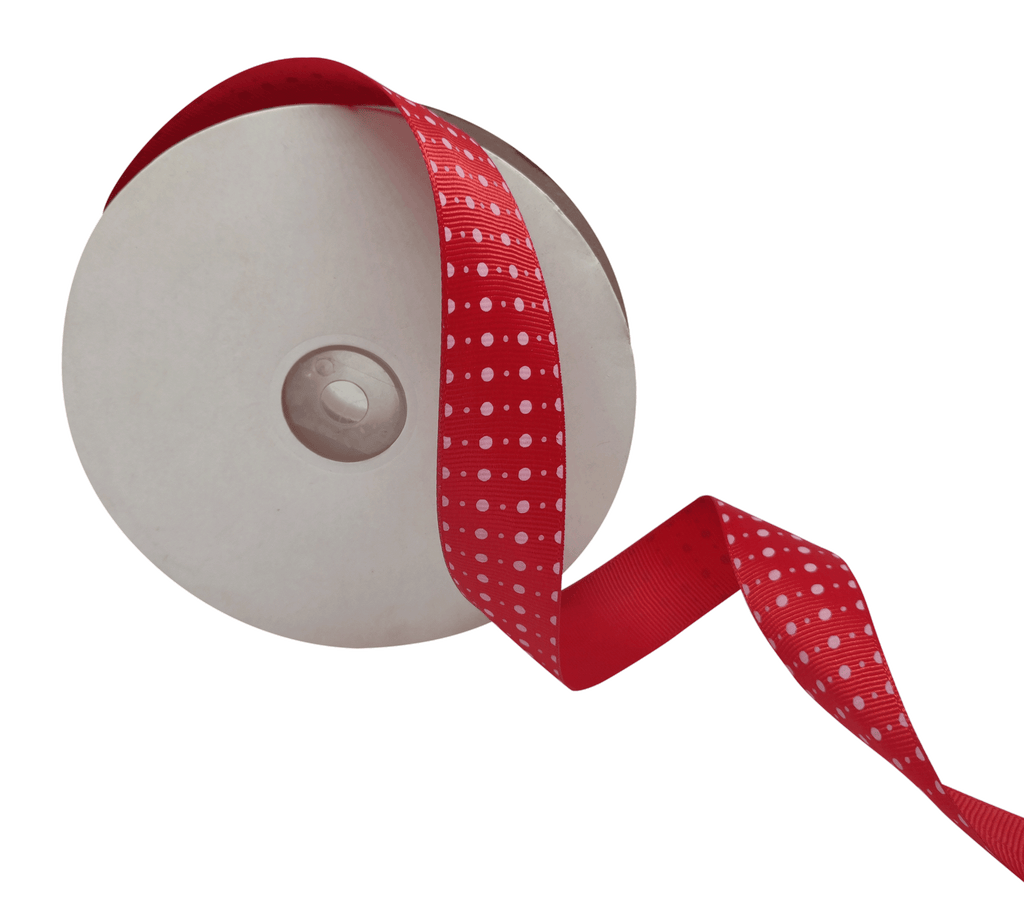 RED WITH WHITE DOTS RIBBON (25 MM)