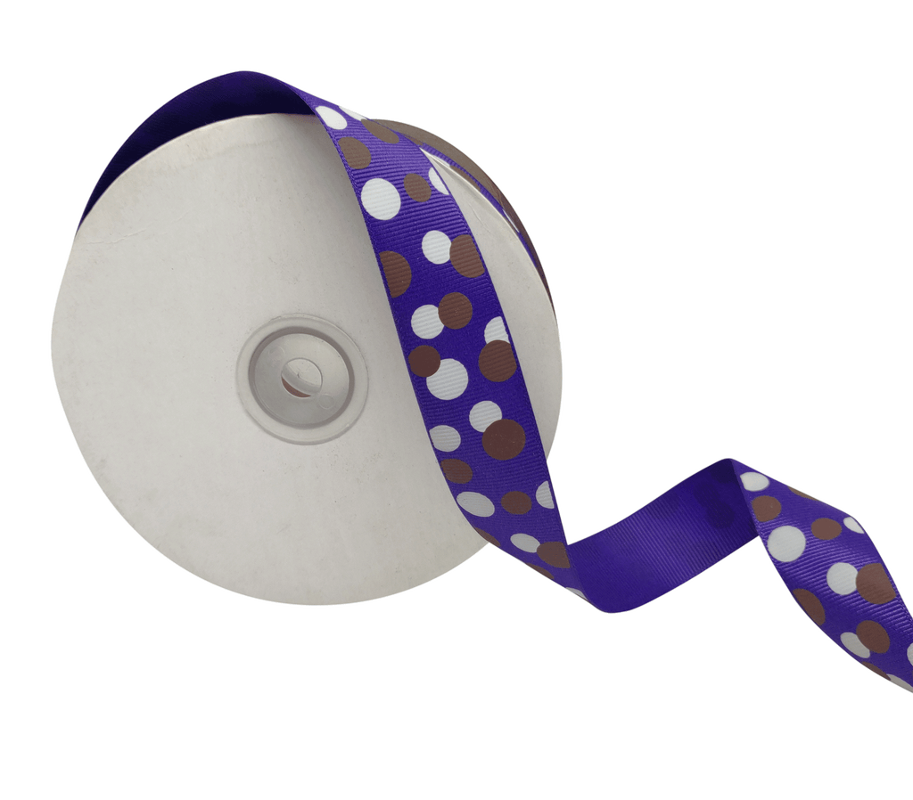 PURPLE WITH MULTICOLOURED CIRCLES RIBBON (25 MM)