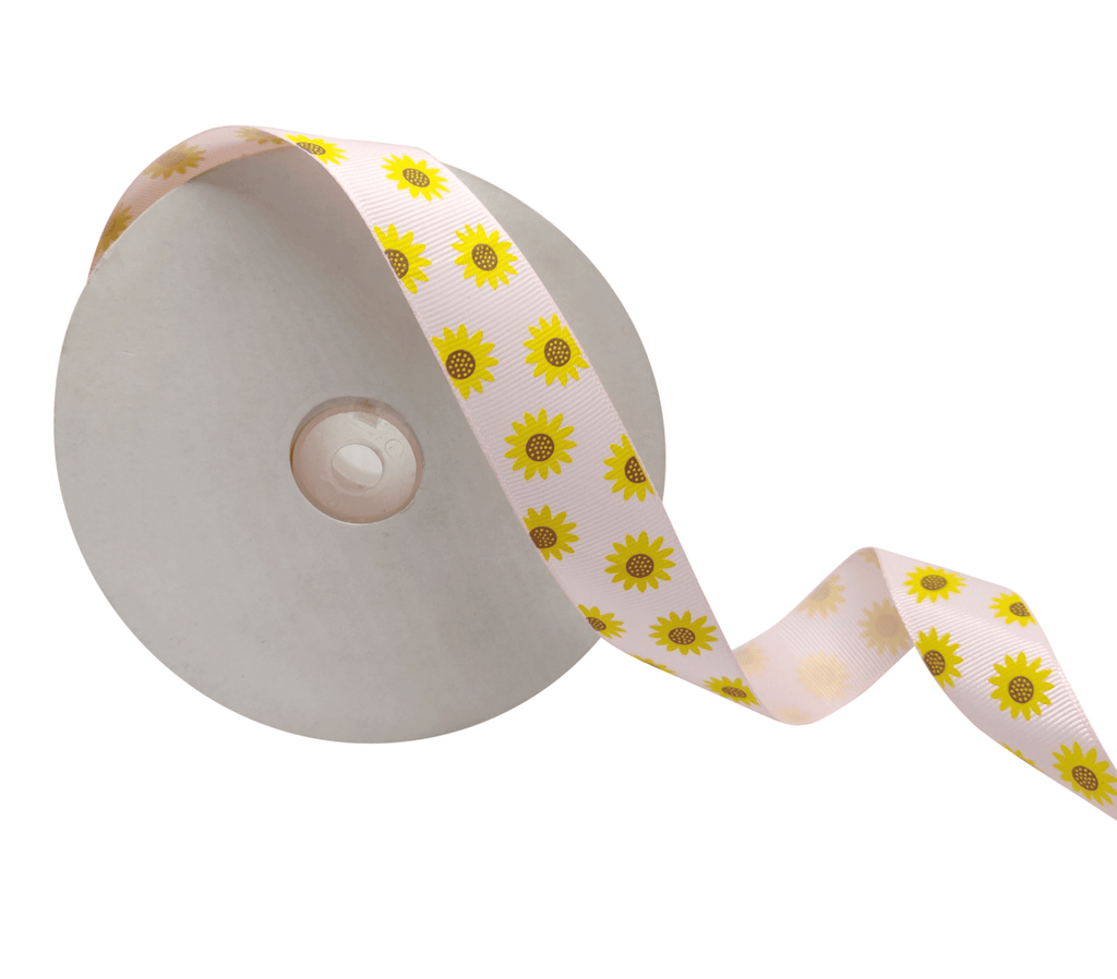 PALE PINK WITH SUNFLOWERS RIBBON (25 MM)